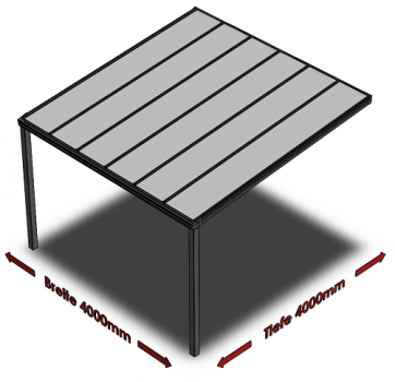 Preview: Überdachung mit VSG 8,76 mm matt, 4 x 4 m